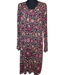 Paisley Print Long Sleeve Dress Casual Comfortable Everyday‎